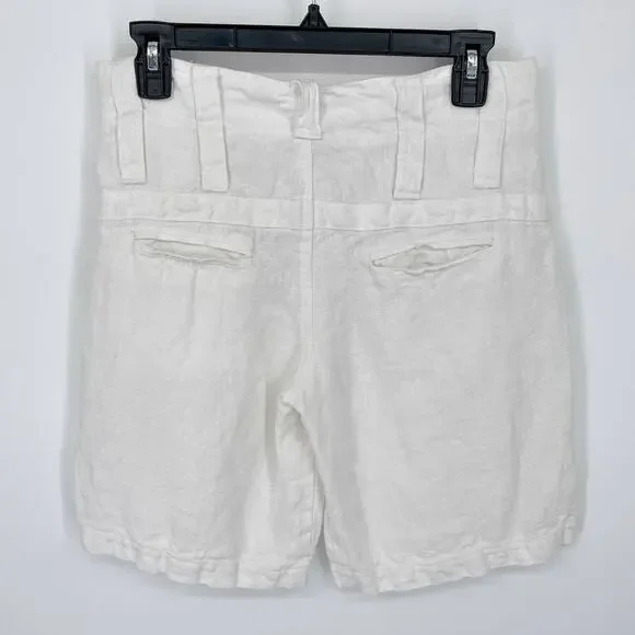 Johnny Was White Linen Y2K Lightweight Bermuda Shorts NEW Women Sz 6 / Small